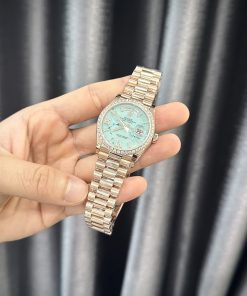 Rolex Day-Date 128235 Turquoise Diamond Dial Gold Wrapped & Moissanite 36mm (5)