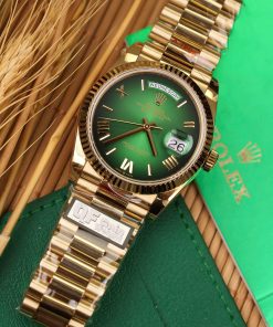 Rolex Day-Date 128238 Best Replica Watch Green Dial Weight 158gram QF Factory 36mm (2)