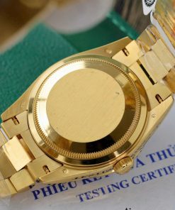 Rolex Day-Date 128238 Dial Green Ombre Replica Watch Gold Wrapped + Moisssanite Diamonds Custom 36mm (2)
