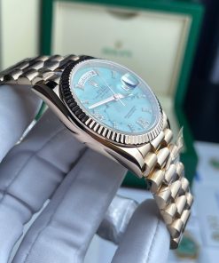 Rolex Day-Date 128238 Dial Turquoise Replica Watch Custom Gold Wrapped Weight 135gram 36mm (2)
