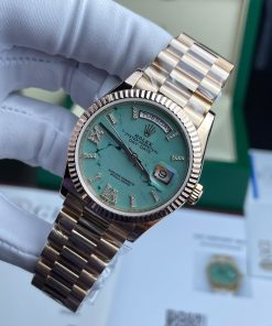 Rolex Day-Date 128238 Dial Turquoise Replica Watch Custom Gold Wrapped Weight 135gram 36mm (2)