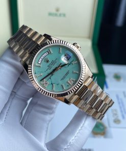 Rolex Day-Date 128238 Dial Turquoise Replica Watch Custom Gold Wrapped Weight 135gram 36mm (2)