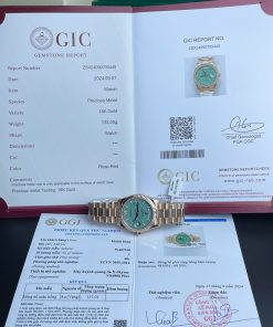 Rolex Day-Date 128238 Dial Turquoise Replica Watch Custom Gold Wrapped Weight 135gram 36mm (2)