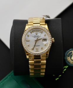 Rolex Day-Date 128238 MOP Dial Gold Wrapped Customs Moissanite Diamonds 36mm (1)
