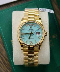 Rolex Day-Date 128238 Turquoise Dial 18K Gold Wrapped Best Replica (1)