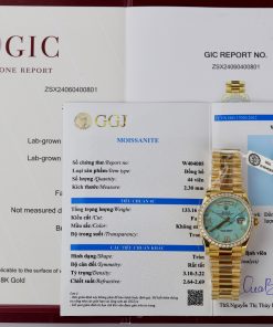 Rolex Day-Date 128238 Turquoise Dial Gold Wrapped Customs Moissanite Diamonds 36mm (1)