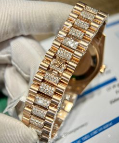 Rolex Day-Date 128345RBR Gold Wrapped Custom Moissanite Diamonds MOP 36mm (2)