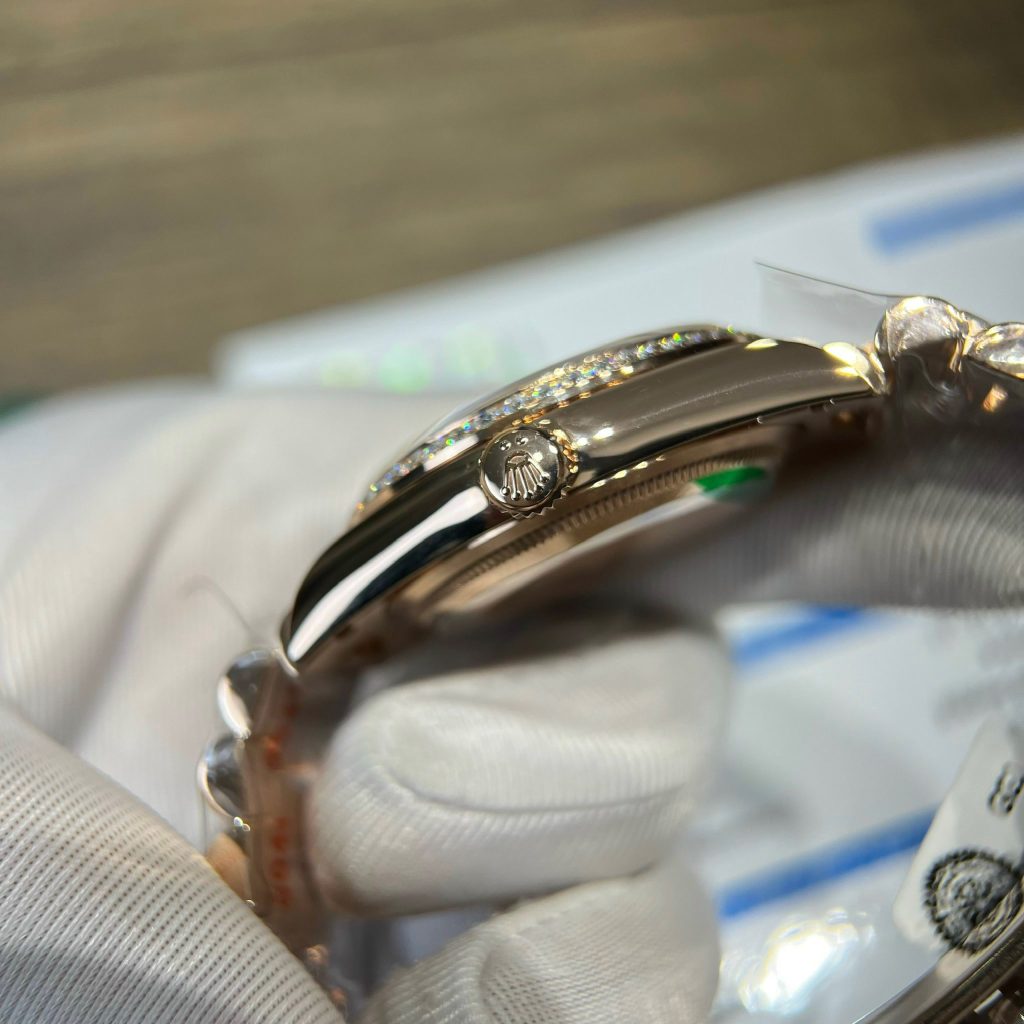 Rolex Day-Date 128345RBR Gold Wrapped Custom Moissanite Diamonds MOP 36mm (3)