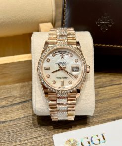 Rolex Day-Date 128345RBR Gold Wrapped Custom Moissanite Diamonds MOP 36mm (3)
