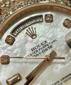 Rolex Day-Date 128345RBR Gold Wrapped Custom Moissanite Diamonds MOP 36mm (2)