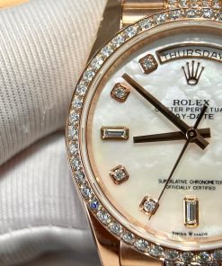 Rolex Day-Date 128345RBR Gold Wrapped Custom Moissanite Diamonds MOP 36mm (3)