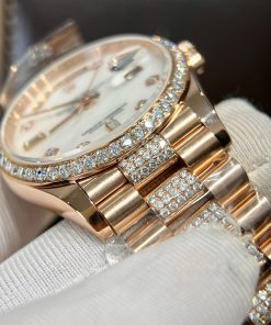 Rolex Day-Date 128345RBR Gold Wrapped Custom Moissanite Diamonds MOP 36mm (3)