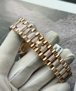 Rolex Day-Date 128345RBR Gold Wrapped Custom Moissanite Sapphire 36mm (1)