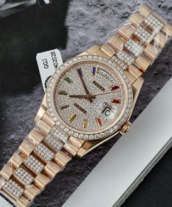 Rolex Day-Date 128345RBR Gold Wrapped Custom Moissanite Sapphire 36mm (1)