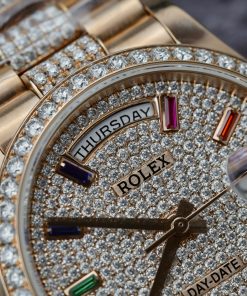 Rolex Day-Date 128345RBR Gold Wrapped Custom Moissanite Sapphire 36mm (1)