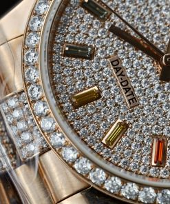 Rolex Day-Date 128345RBR Gold Wrapped Custom Moissanite Sapphire 36mm (1)