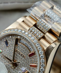 Rolex Day-Date 128345RBR Gold Wrapped Custom Moissanite Sapphire 36mm (1)
