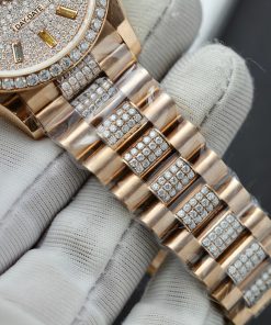 Rolex Day-Date 128345RBR Gold Wrapped Custom Moissanite Sapphire 36mm (1)