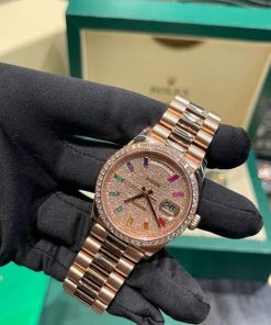 Rolex Day-Date 128345RBR Natural Diamond Solid Gold Watch 36mm (7)