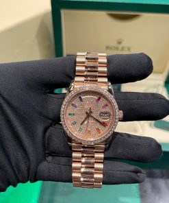 Rolex Day-Date 128345RBR Natural Diamond Solid Gold Watch 36mm (7)