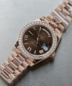 Rolex Day-Date 18K Gold Wrapped Bezel Moissanite Diamonds GM V3 40mm (13)