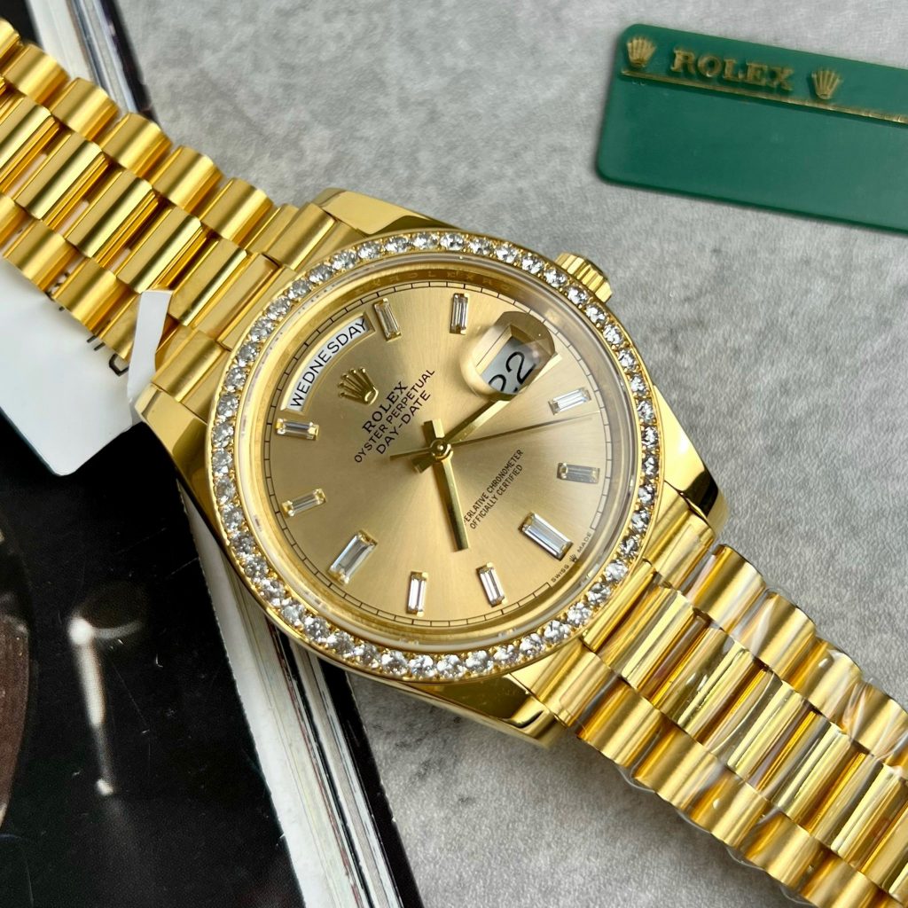 Rolex Day-Date 18K Gold Wrapped Custom Natural Diamonds GM Factory 40mm (1)