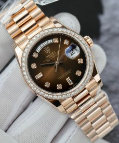 Rolex Day-Date 18K Gold Wrapped Customs Bezel Moissanite Diamonds GM V3 (2)