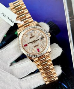 Rolex Day-Date 18K Rose Gold Wrapped Custom Moissanite GM Factory 40mm (1)