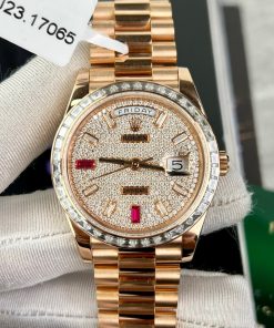 Rolex Day-Date 18K Rose Gold Wrapped Custom Moissanite GM Factory 40mm (1)