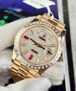 Rolex Day-Date 18K Rose Gold Wrapped Custom Moissanite GM Factory 40mm (1)