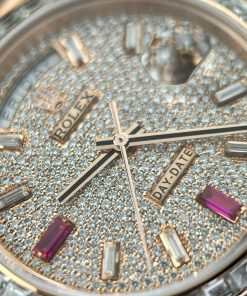 Rolex Day-Date 18K Rose Gold Wrapped Custom Moissanite GM Factory 40mm (1)