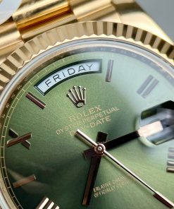 Rolex Day-Date 228235 18K Gold Wrapped Olive Dial Replica Watches GM 40mm