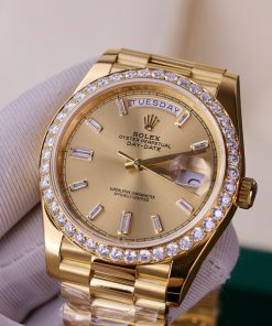 Rolex Day-Date 228235 18K Gold Wrapped and Moissanite Replica Watches GM 40mm (10)