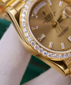 Rolex Day-Date 228235 18K Gold Wrapped and Moissanite Replica Watches GM 40mm (10)