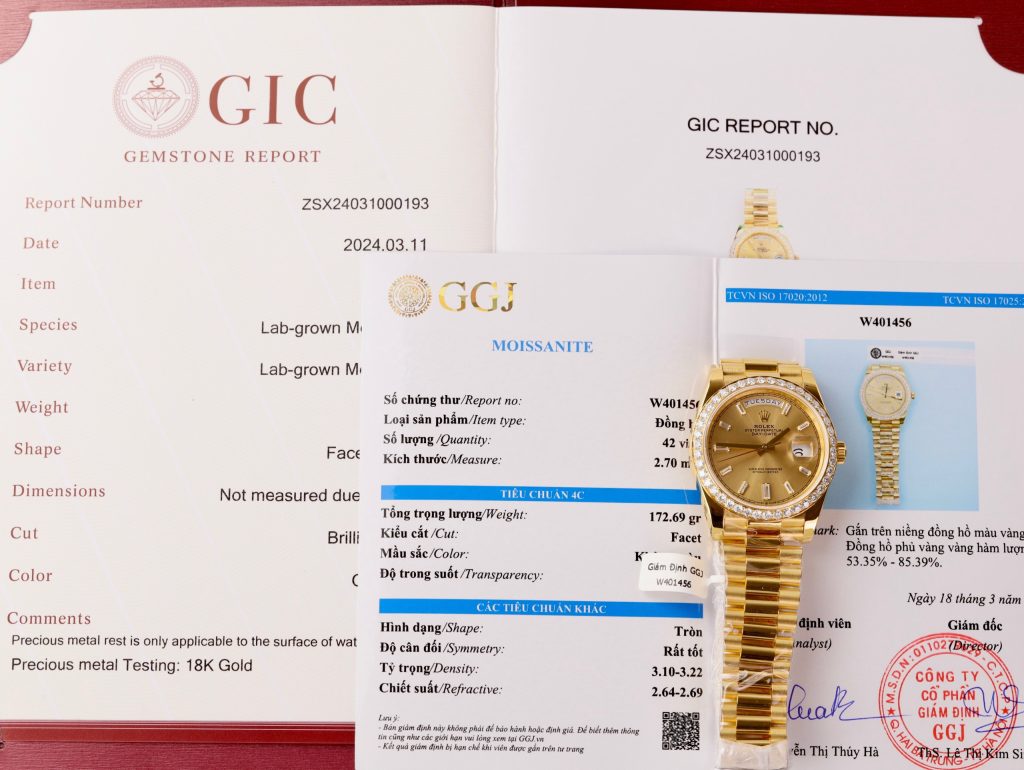 Rolex Day-Date 228235 18K Gold Wrapped and Moissanite Replica Watches GM 40mm (10)