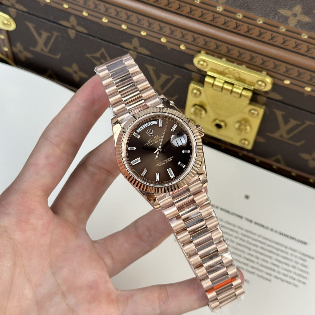 Rolex Day-Date 228235 Chocolate Dial Replica Watches 185gram QF Factory 40mm (2)