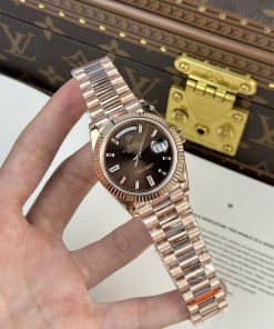Rolex Day-Date 228235 Chocolate Dial Replica Watches 185gram QF Factory 40mm (2)