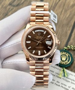 Rolex Day-Date 228235 Replica Watch Dial Chocolate Gold Wrapped Weight 185 Grams QF 40mm (2)