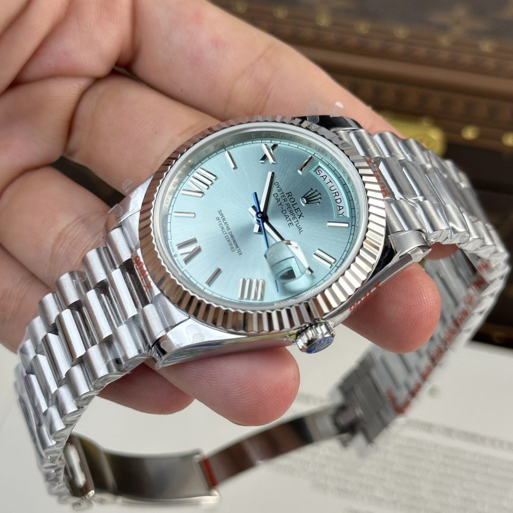 Rolex Day-Date 228236 Ice Blue Dial Best Replica Watch 185gram QF Factory 40mm (2)