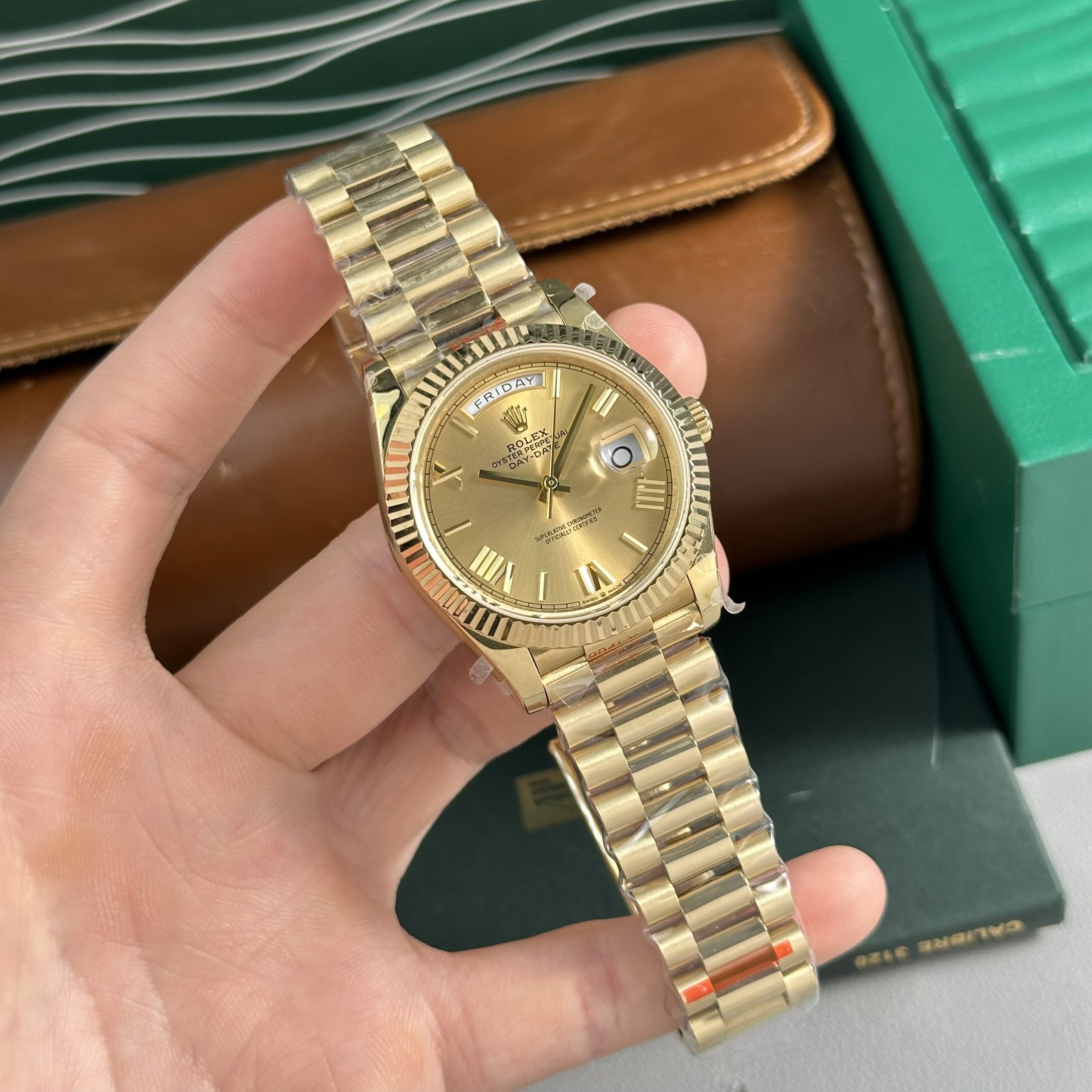 Rolex Day-Date 228238 Replica Watches Yellow Champange Dial GM Factory (1) Rolex Day-Date 228238 Replica Watches Yellow Champange Dial GM Factory (5)