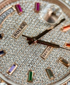 Rolex Day-Date Custom Moissanite Diamonds 18K Rose Gold Wrapped GM Factory 40mm (7)