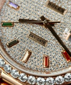 Rolex Day-Date Custom Moissanite Diamonds 18K Rose Gold Wrapped GM Factory 40mm (7)