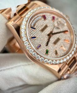 Rolex Day-Date Custom Moissanite Diamonds 18K Rose Gold Wrapped GM Factory 40mm (7)