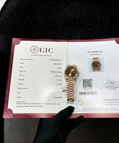 Rolex Day-Date Dial Chocolate Replica Watch Gold Wrapped Moissanite Diamonds 36mm (2)