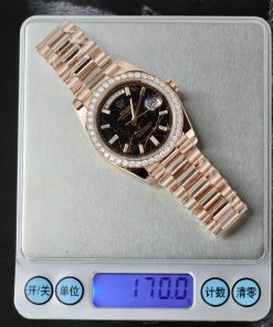 Rolex Day-Date Gold Wrapped Custom Moissanite Diamonds Eisenkiesel Dial GMF 40mm (2)