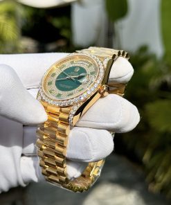 Rolex Day-Date Gold Wrapped Customs Moissanite Green Dial GM V3 40mm (6)