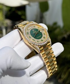 Rolex Day-Date Gold Wrapped Customs Moissanite Green Dial GM V3 40mm (6)