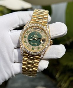 Rolex Day-Date Gold Wrapped Customs Moissanite Green Dial GM V3 40mm (6)