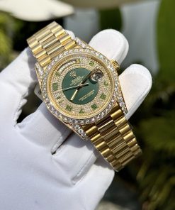 Rolex Day-Date Gold Wrapped Customs Moissanite Green Dial GM V3 40mm (6)
