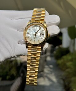 Rolex Day-Date Gold Wrapped Customs Mother Of Pearl Dial & Moissanite GM V3 40mm (6)